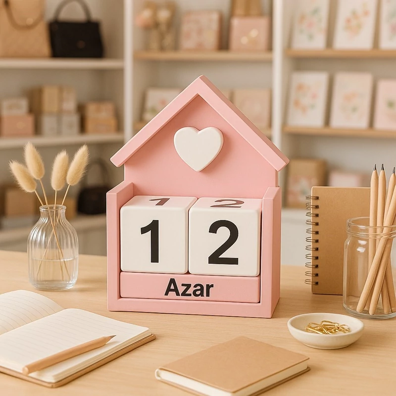 تقویم چوبی مدل خانه قلبی
