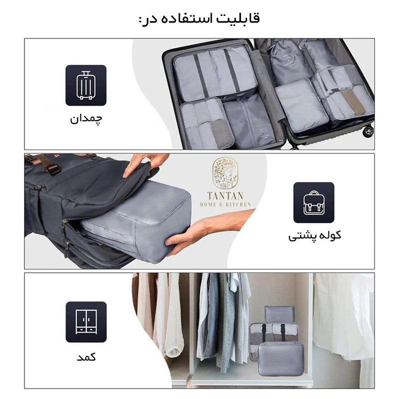 نظم دهنده ساک و چمدان تن تن مدل Colorful Life مجموعه 7 عددی