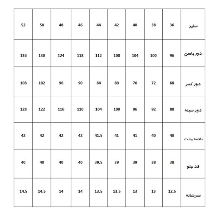 الگو آماده خیاطی بالاتنه و آستین رگالی(بدون پنس) از سایز 36 تا 52 بسته 9 عددی