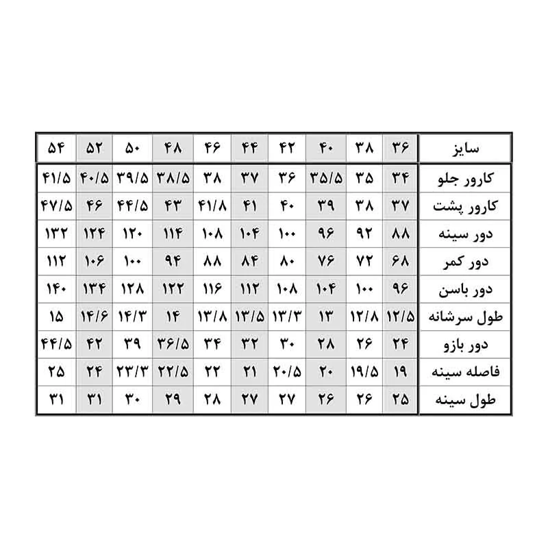 الگو خیاطی بالاتنه و آستین زنانه متد abm سایز 36 تا 54